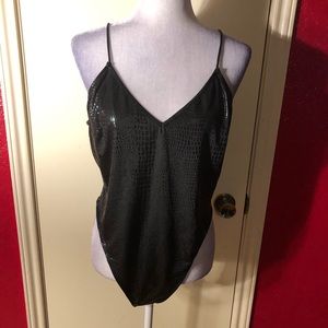 SHEIN Curve spaghetti Strap Bodysuit with Crocodile Pattern